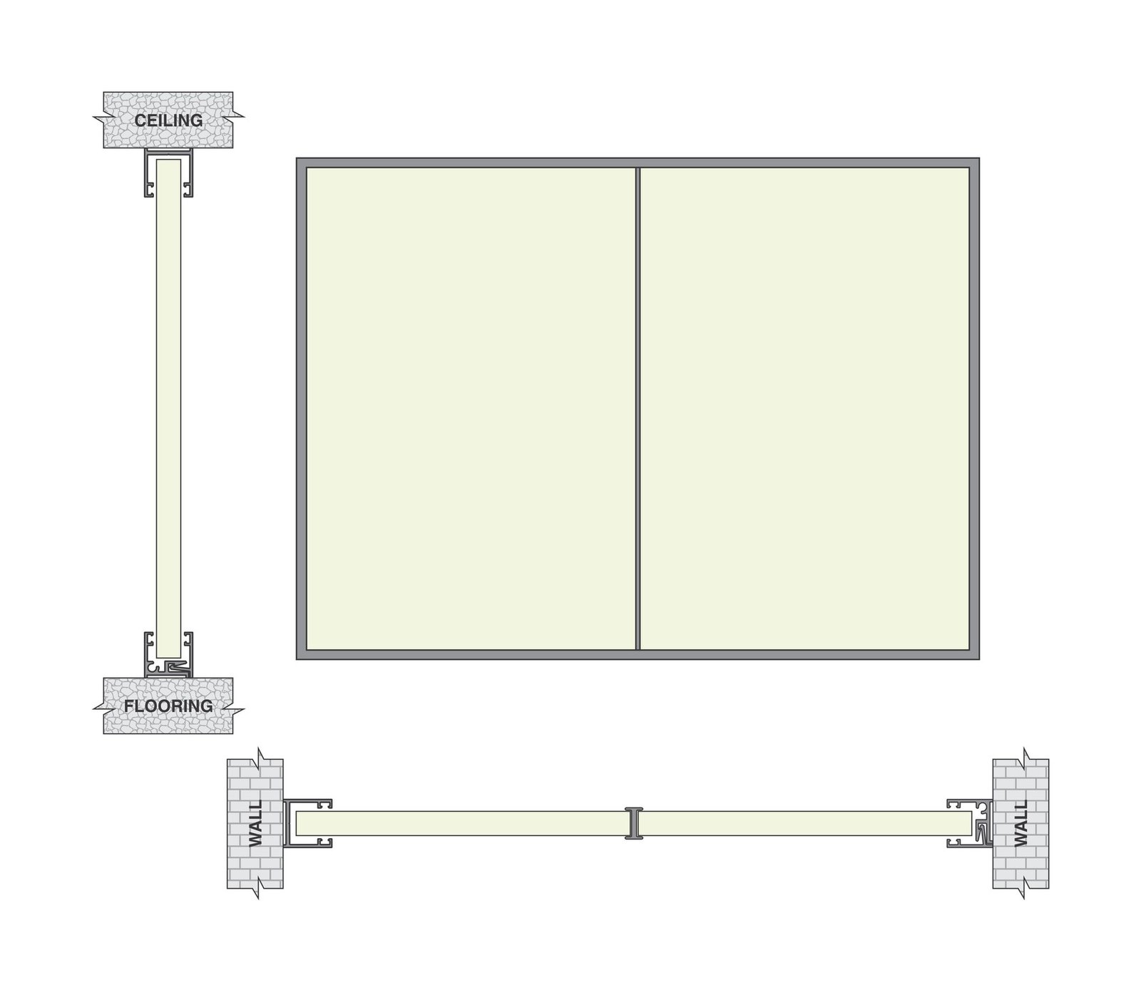 ALU Glass Partition – 2D drawing